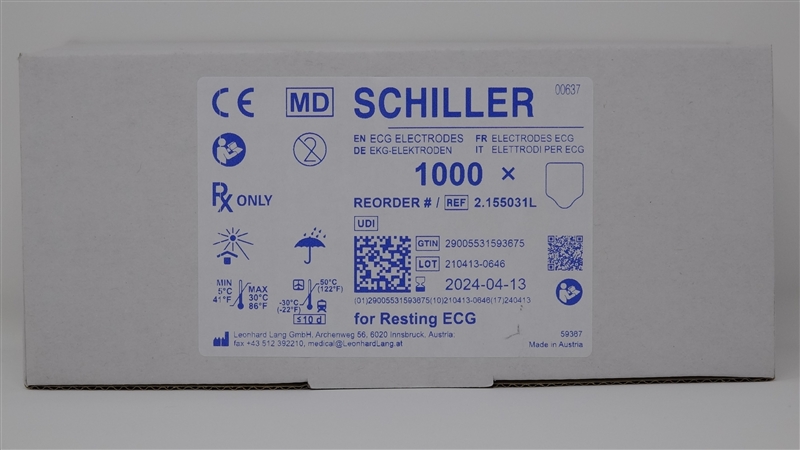 Schiller America Inc PT# 2.155031 PT# # 2.155031 Electrode EKG/ECG Silver Tab 1000/Bx by
