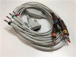 Schiller 10-Lead, 2 meter, Resting ECG/EKG Patient Cable with Banana Plugs, USA. Replace 2.400071